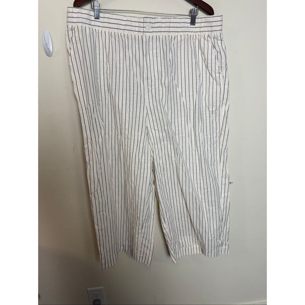 Torrid White Black Stripe Wide Leg Pants Size 18 | Summer Linen Look | Coastal C